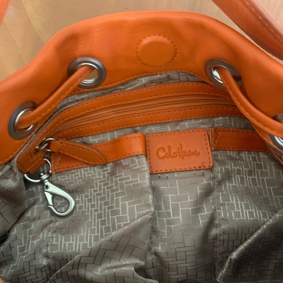 Cole Haan Orange Leather
Drawstring Hobo Bucket Shoulder Bag With Matching Belt - Picture 9 of 16